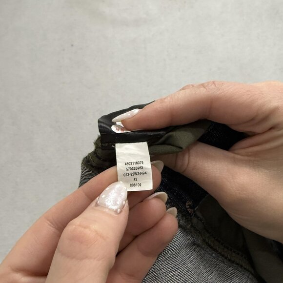 White House Black Market Jacket Womens 6 Blue Denim Olive Military Utility - Picture 8 of 9